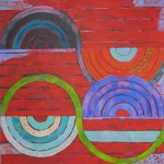 Phoebe Dingwall painting red and green
