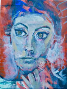 sofia Loren with cat, Oil on canvas, 40cm x 30cm